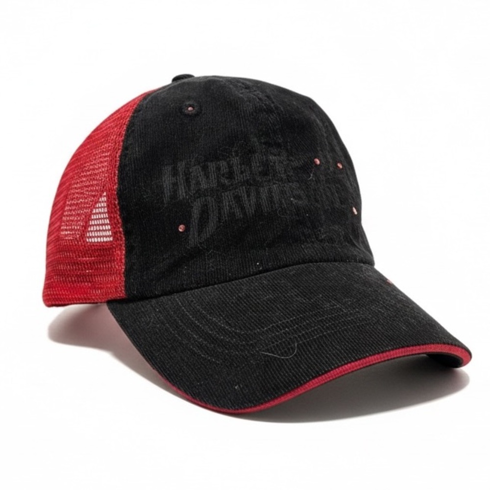 Harley-Davidson Trucker Biker Cap OS rhinestone corduroy hat youth unisex